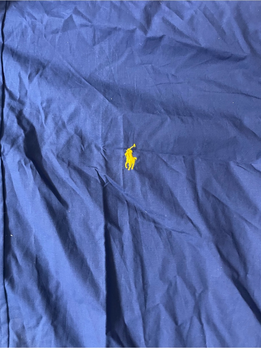 Ralph Lauren Navy Blue Button-Up Shirt with Yellow Pony Tag - Picture 3 of 5